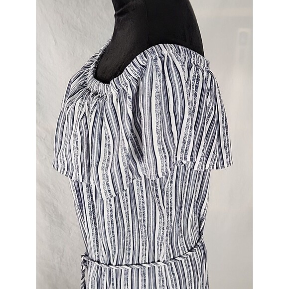 Hawaiian Tropic Off Shoulder Women Blue Casual Sun Mini Dress X-Large Beach Boho - Picture 12 of 13